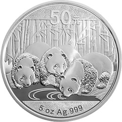 2013版熊猫金银纪念币5盎司圆形银质纪念币背面图案