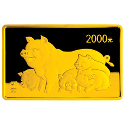 2007中国丁亥（猪）年金银纪念币5盎司长方形金质纪念币背面图案