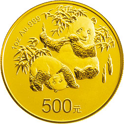 中国熊猫金币发行30周年金银纪念币1盎司圆形金质纪念币背面图案