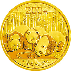 2013版熊猫金银纪念币1/2盎司圆形金质纪念币背面图案