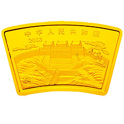 2003中国癸未（羊）年金银纪念币1/2盎司扇形金质纪念币正面图案