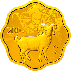 2015中国乙未（羊）年金银纪念币15.552克（1/2盎司）梅花形金质纪念币背面图案