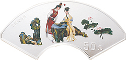 中国古典文学名著——《红楼梦》彩色金银纪念币（第1组）5盎司扇形彩色银质纪念币背面图案