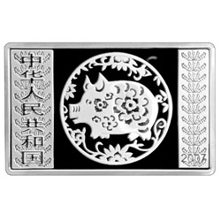 2007中国丁亥（猪）年金银纪念币5盎司长方形银质纪念币正面图案