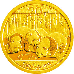 2013版熊猫金银纪念币1/20盎司圆形金质纪念币背面图案