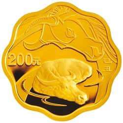2009中国己丑（牛）年1/2盎司梅花形纪念金币背面图案