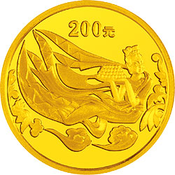 中国石窟艺术（龙门）金银纪念币1/2盎司金质纪念币背面图案