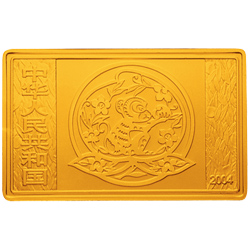 2004中国甲申（猴）年金银纪念币5盎司长方形金质纪念币正面图案