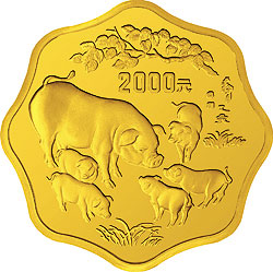 1995中国乙亥（猪）年金银铂纪念币1公斤梅花形金质纪念币背面图案