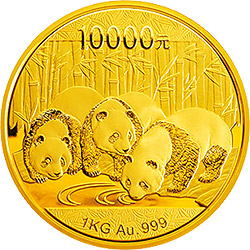 2013版熊猫金银纪念币1公斤圆形金质纪念币背面图案