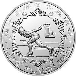 第13届冬奥会金银铜纪念币30克圆形银质纪念币背面图案