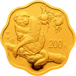2004中国甲申（猴）年金银纪念币1/2盎司梅花形金质纪念币背面图案