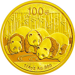 2013版熊猫金银纪念币1/4盎司圆形金质纪念币背面图案