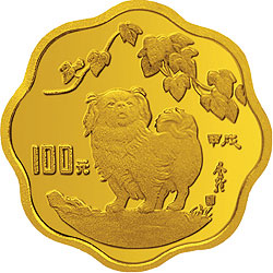 中国甲戌（狗）年金银铂纪念币1/2盎司梅花形金质纪念币背面图案
