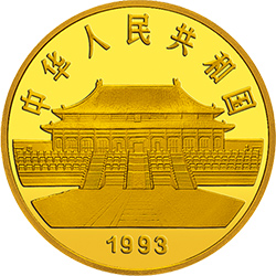 中国古代名画系列（孔雀开屏）金银纪念币20盎司圆形金质纪念币正面图案