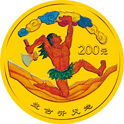 中国民间神话故事彩色金银纪念币（第1组）1/2盎司彩色金质纪念币背面图案