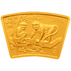 2004中国甲申（猴）年金银纪念币1/2盎司扇形金质纪念币背面图案