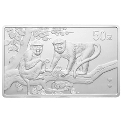 2004中国甲申（猴）年金银纪念币5盎司长方形银质纪念币背面图案