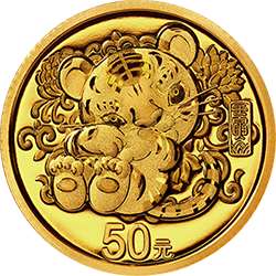 2022中国壬寅（虎）年金银纪念币3克圆形金质纪念币背面图案