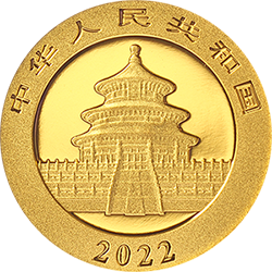 2022版熊猫贵金属纪念币1克圆形金质纪念币正面图案