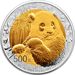 中国熊猫金币发行35周年金银纪念币30克金12克银圆形双金属纪念币背面图案