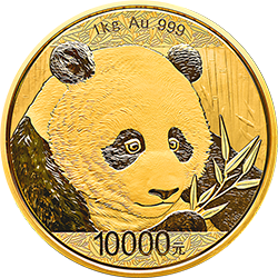 2018版熊猫金银纪念币1公斤圆形金质纪念币背面图案