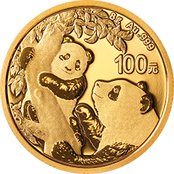 2021版熊猫金银纪念币8克圆形金质纪念币背面图案