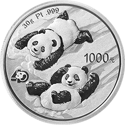 2022版熊猫贵金属纪念币30克圆形铂质纪念币背面图案