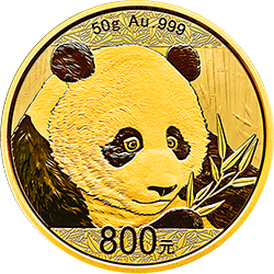 2018版熊猫金银纪念币50克圆形金质纪念币背面图案