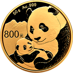 2019版熊猫金银纪念币50克圆形金质纪念币背面图案