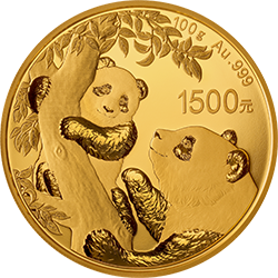 2021版熊猫金银纪念币100克圆形金质纪念币背面图案