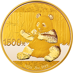 2017版熊猫金银纪念币100克圆形金质纪念币背面图案