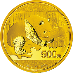 2016版熊猫金银纪念币30克圆形金质纪念币背面图案