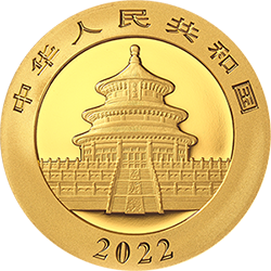 2022版熊猫贵金属纪念币30克圆形金质纪念币正面图案