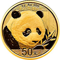 2018版熊猫金银纪念币3克圆形金质纪念币背面图案