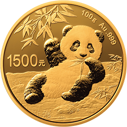 2020版熊猫金银纪念币100克圆形金质纪念币背面图案