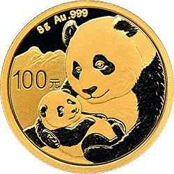 2019版熊猫金银纪念币8克圆形金质纪念币背面图案