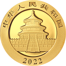 2022版熊猫贵金属纪念币8克圆形金质纪念币正面图案