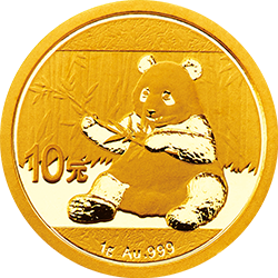 2017版熊猫金银纪念币1克圆形金质纪念币背面图案