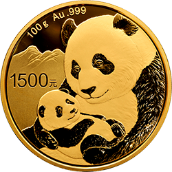 2019版熊猫金银纪念币100克圆形金质纪念币背面图案