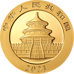 2021版熊猫金银纪念币15克圆形金质纪念币正面图案