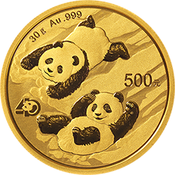 2022版熊猫贵金属纪念币30克圆形金质纪念币背面图案