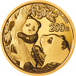 2021版熊猫金银纪念币15克圆形金质纪念币背面图案