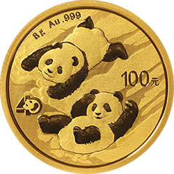 2022版熊猫贵金属纪念币8克圆形金质纪念币背面图案