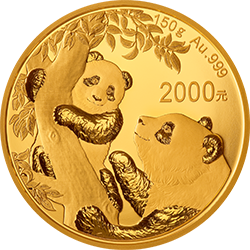 2021版熊猫金银纪念币150克圆形金质纪念币背面图案