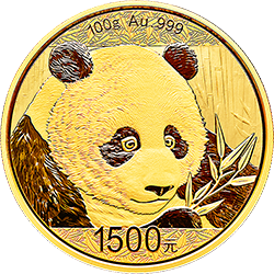 2018版熊猫金银纪念币100克圆形金质纪念币背面图案