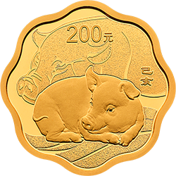 2019中国己亥（猪）年金银纪念币15克梅花形金质纪念币背面图案