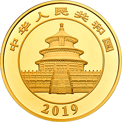 2019版熊猫金银纪念币50克圆形金质纪念币正面图案
