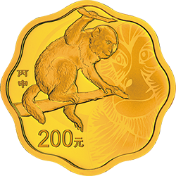 2016中国丙申（猴）年金银纪念币15.552克（1/2盎司）梅花形金质纪念币背面图案