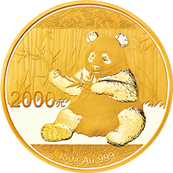 2017版熊猫金银纪念币150克圆形金质纪念币背面图案